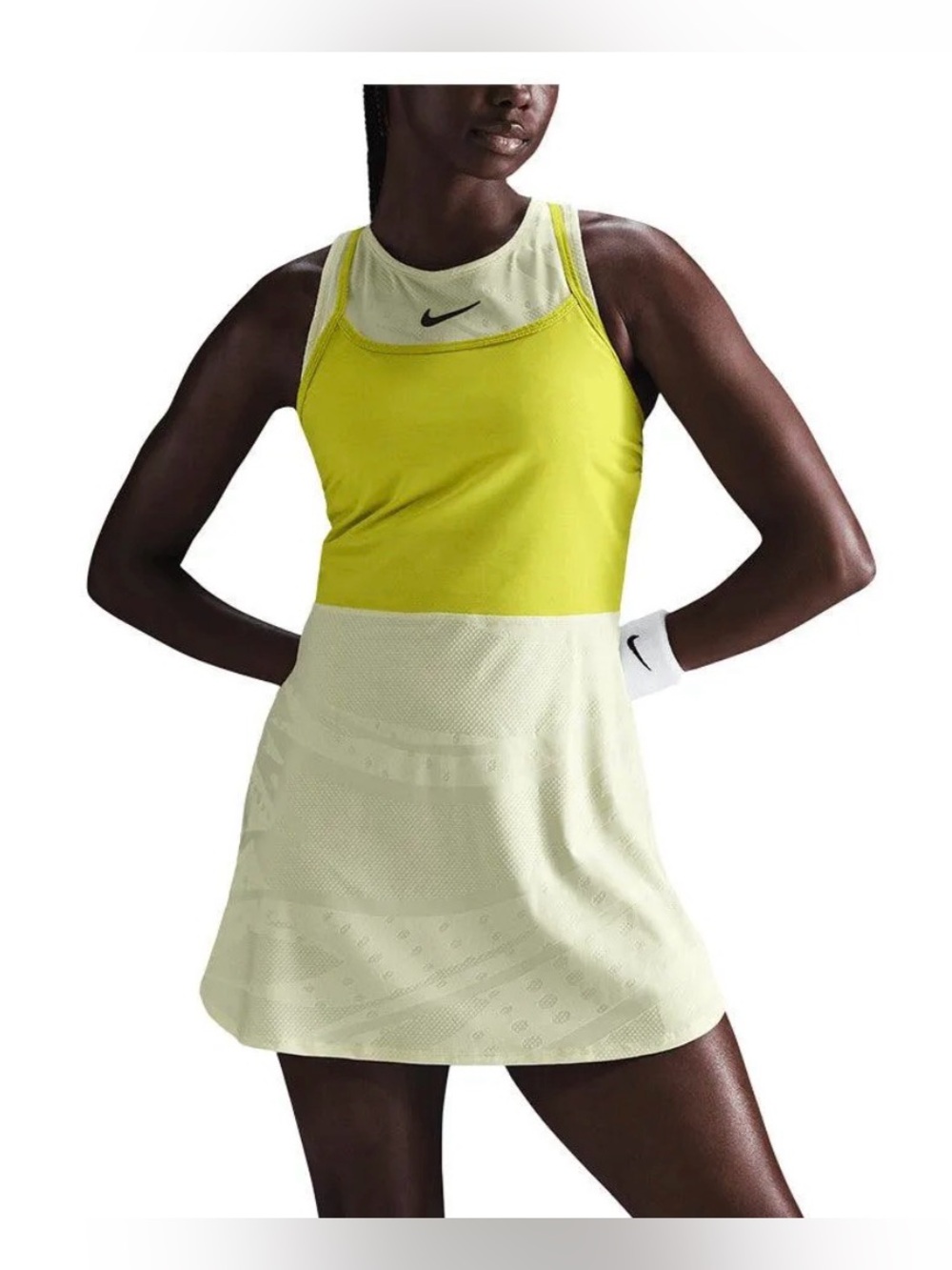 Nike Sleeveless Tennis Dress in Yellow and Cream